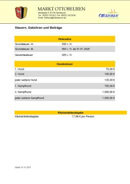 Steuer-, Gebühren- und Beitragstabelle